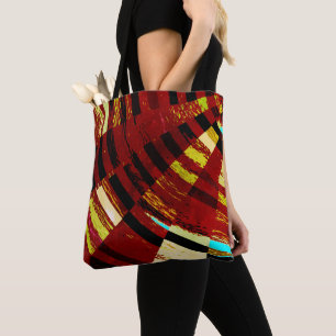 Tote Bag Motif circulaire Brown rouge rouge bleu jaune rétr