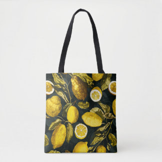 Tote Bag Motif citron et feuille V