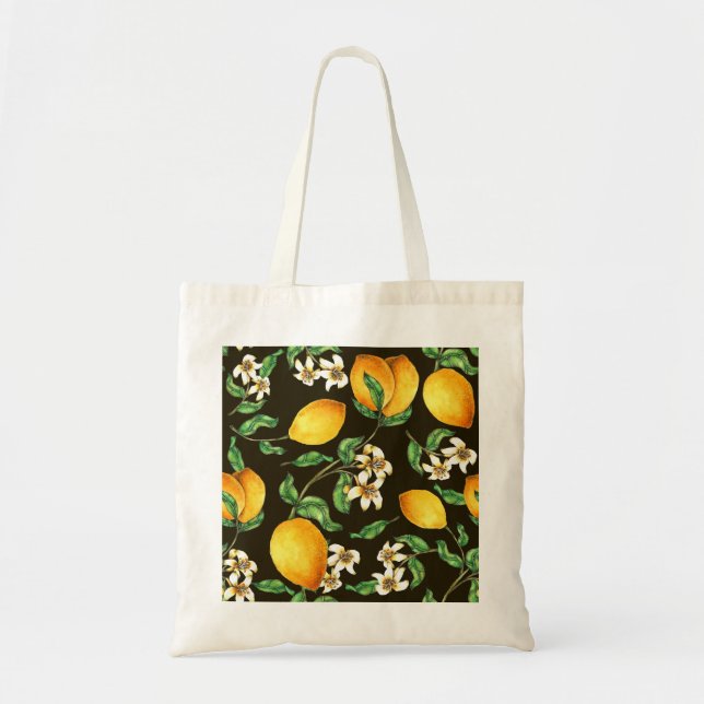Tote Bag Motif citron verni à la main (Devant)