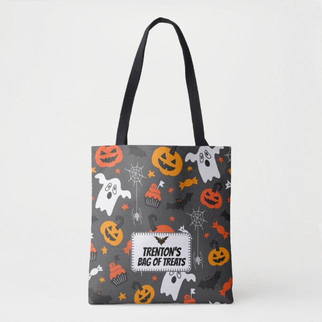 Tote Bag Motif Citrouille de l'Halloween Ghost Spider (Devant)