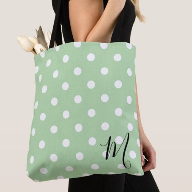 Tote Bag Motif Classique à Points Verts pour les Courses (Créateur téléchargé)