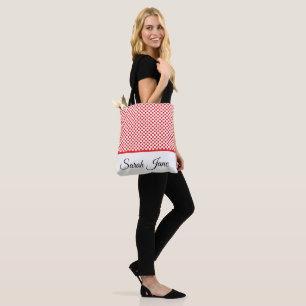 Tote Bag Motif Classique Chic Points Rouges Nom Personnalis