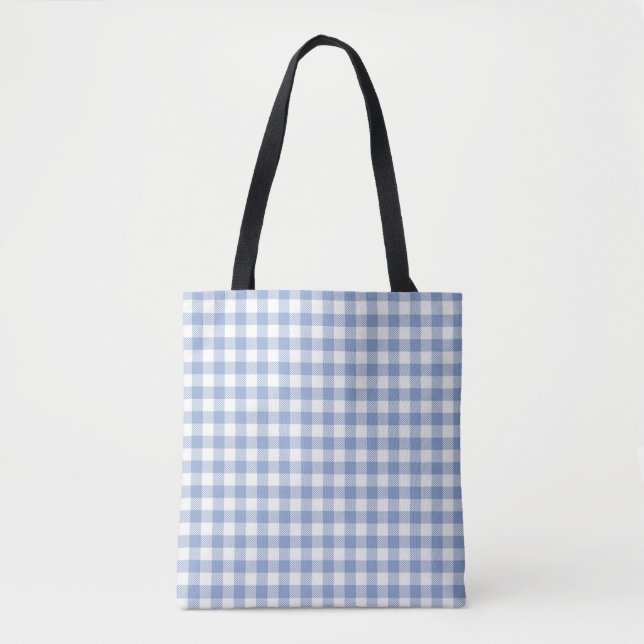 Tote Bag Motif classique En vichy bleu coché (Devant)