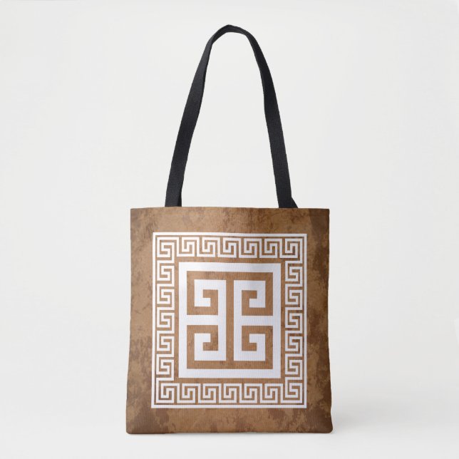 Tote Bag Motif clé grec Design blanc (Devant)