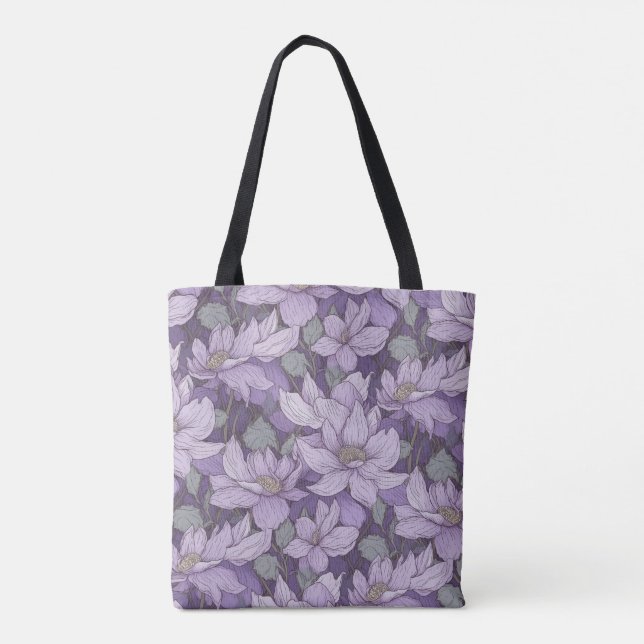 Tote Bag Motif Clématite Violet Pâle (Dos)