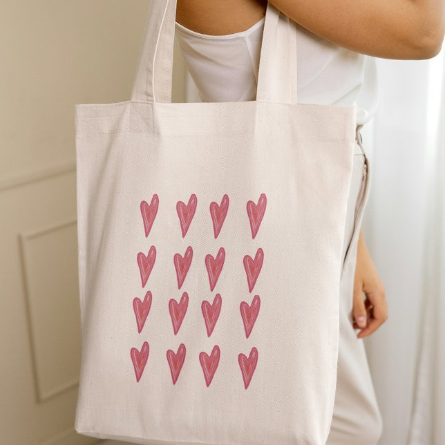 Tote Bag Motif Coeur mignon Rouge rose Valentine (Cute Heart Pattern Red Pink Valentine Tote Bag
)