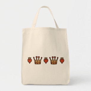 Tote Bag Motif Coeurs et Couronnes