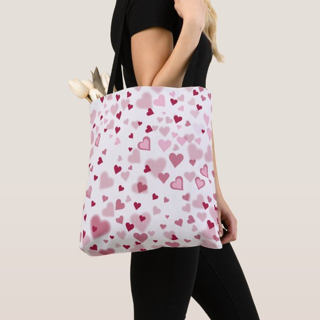 Tote Bag Motif Cœurs Mignons Rose (De près)