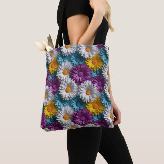 Tote Bag Motif coloré 3D Daisy transparent