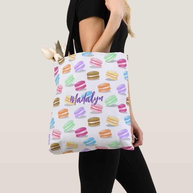 Tote Bag motif coloré de macarons (De près)
