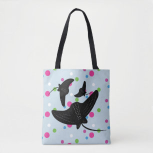 Tote Bag Motif coloré de raie pastenague de fête
