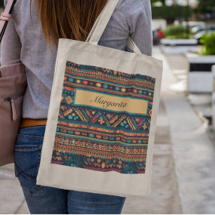 Tote Bag Motif coloré de style mexicain personnalisable