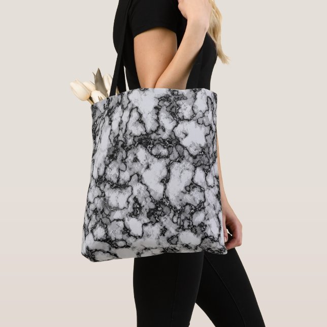 Tote Bag Motif cool noir et Marbre blanc (De près)