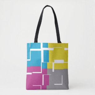 Tote Bag Motif cool violet bleu jaune gris