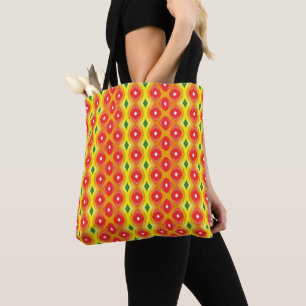 Tote Bag Motif couleur rétro bandes diamant