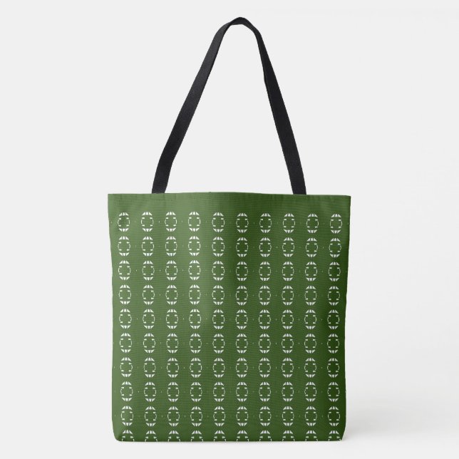 Tote Bag Motif croisé vert forêt et blanc (Devant)