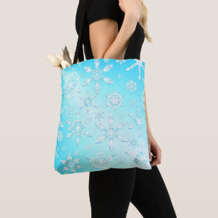 Tote Bag Motif Crystal Snowflakes