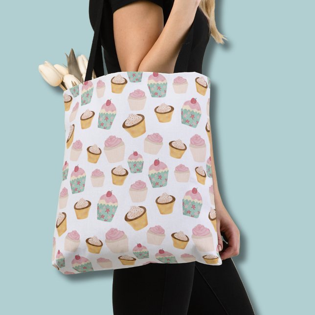 Tote Bag Motif Cupcake (Cupcake pattern tote bag)