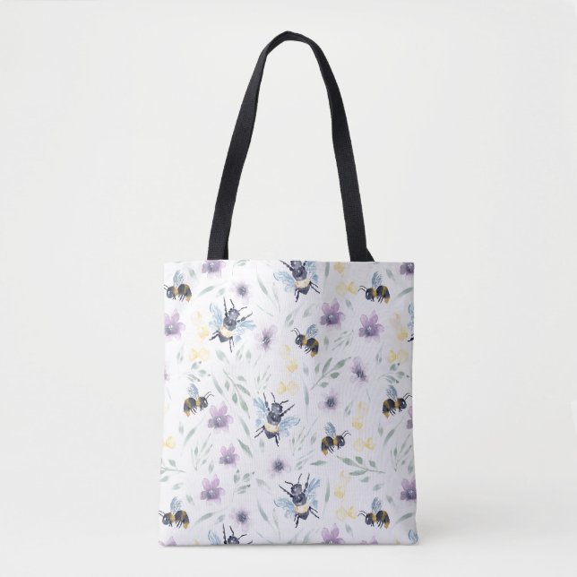 Tote Bag Motif d'abeille d'aquarelle (Devant)