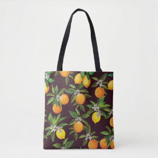 Tote Bag Motif d'agrumes, Oranges Vintages de citrons.
