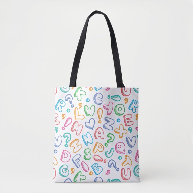 Tote Bag motif d'alphabet (Devant)