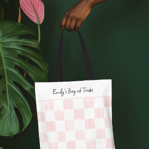 Tote Bag Motif damier rose personnalisé
