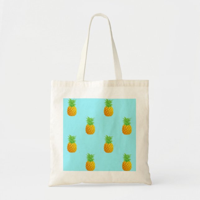 Tote Bag Motif d'ananas sur le bleu (Devant)