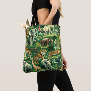 Tote Bag Motif d'animaux de la jungle vintage