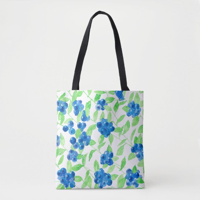 Tote Bag Motif d'aquarelle Bluberries (Devant)