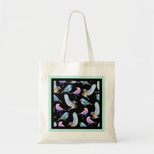 Tote Bag Motif d'aquarelle d'oiseaux exotiques sauvages (Devant)
