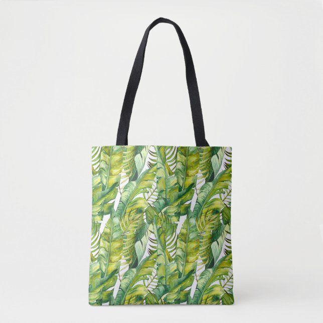 Tote Bag Motif d'aquarelle Feuille de banane tropicale (Devant)