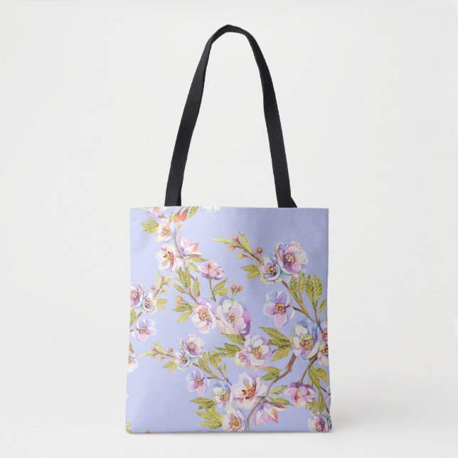 Tote Bag Motif d'aquarelle Flower Pomme Cherry (Devant)