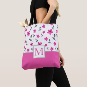 Tote Bag Motif d'aquarelle rose chaud cinq pétales