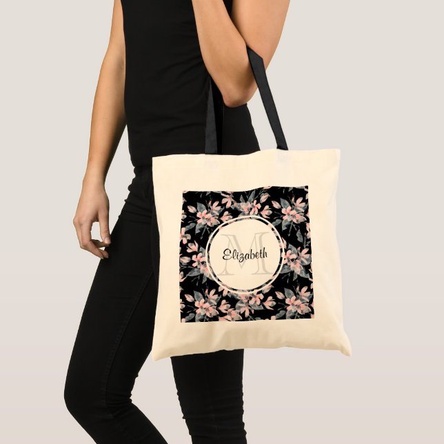 Tote Bag Motif d'aquarelle rose et gris (Devant (produit))