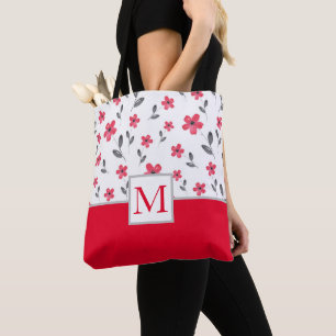 Tote Bag Motif d'aquarelle rouge à cinq pétales