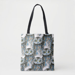 Tote Bag Motif d'aquarelle transparent avec grand hibou