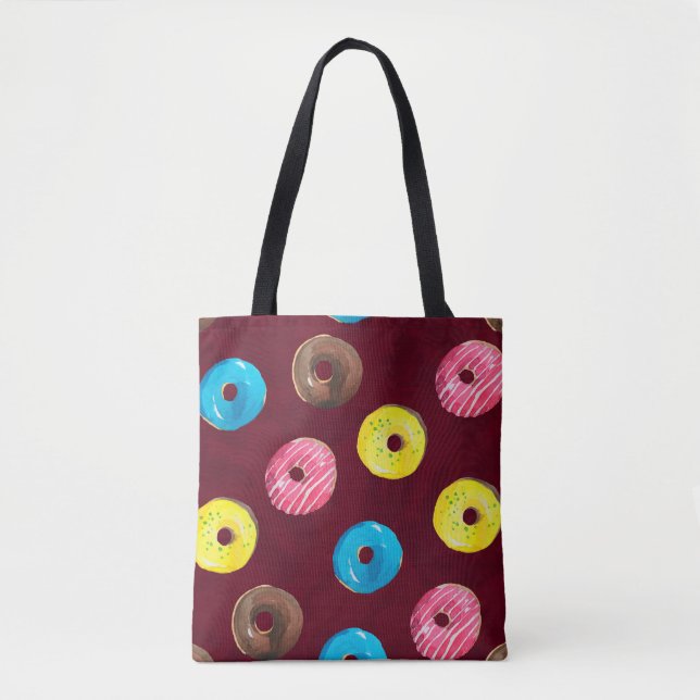 Tote Bag Motif d'aquarelle transparente avec beignets sur r (Devant)