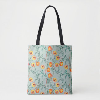 Tote Bag Motif d'aquarelle transparente avec pêches et bran