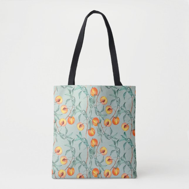 Tote Bag Motif d'aquarelle transparente avec pêches et bran (Devant)