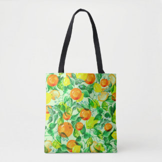 Tote Bag motif d'aquarelle vintage - Branche de citron ave