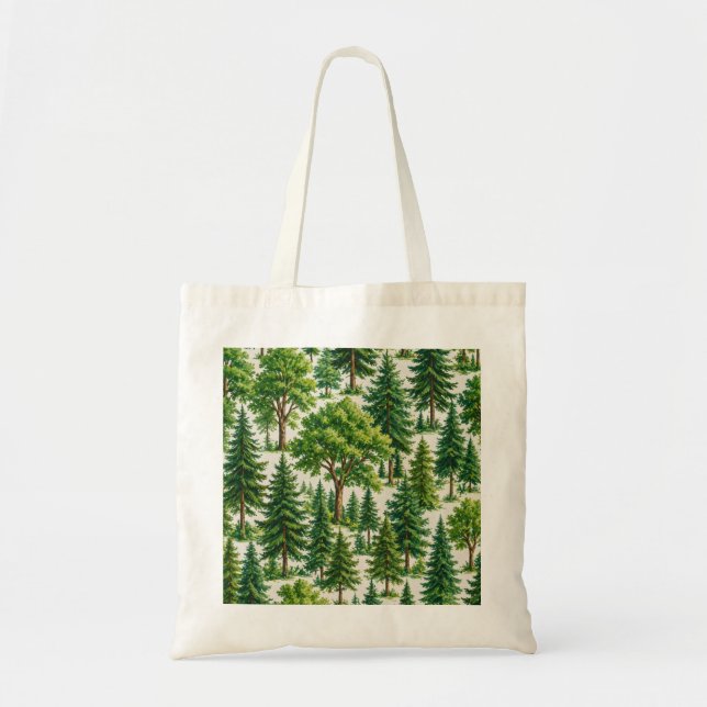 Tote Bag Motif d'arbre de forêt de feuillus persistants (Devant)