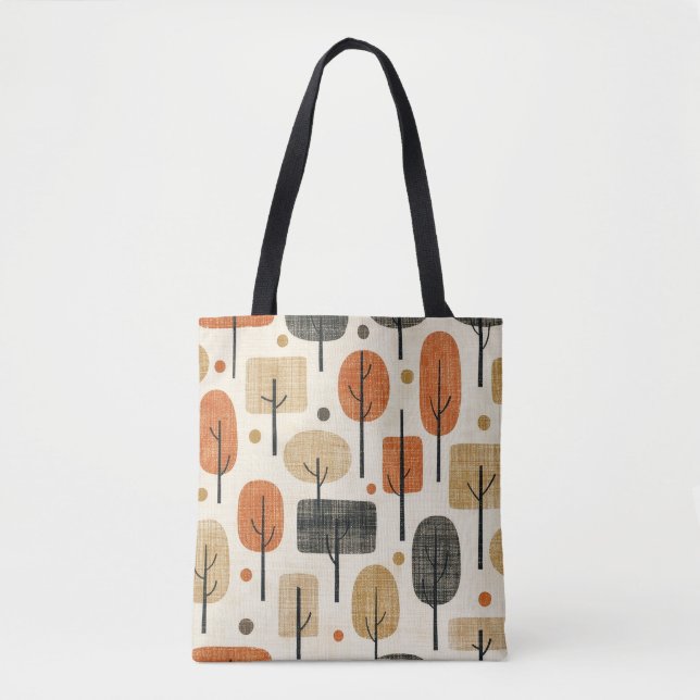 Tote Bag Motif d'arbre moderne du milieu du siècle (Devant)