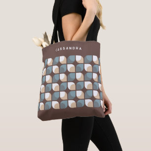 Tote Bag Motif d'art Brown beige gris bleu rétro
