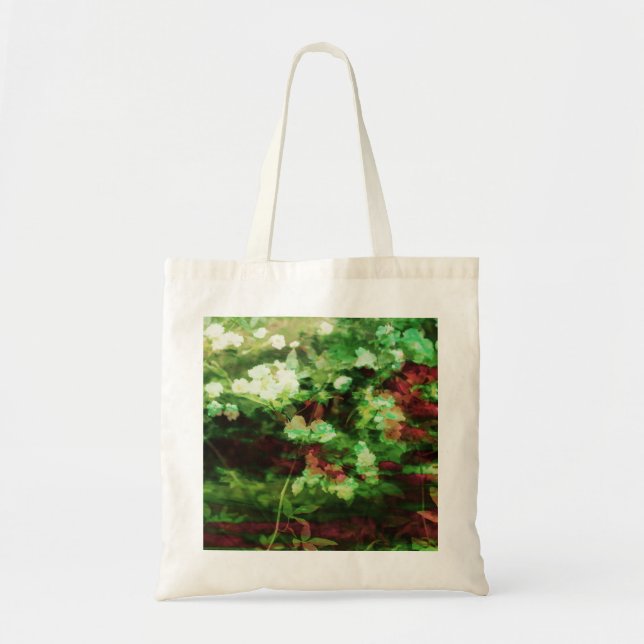 Tote Bag motif d'art cool de fleurs vert rouge. Nature (Devant)