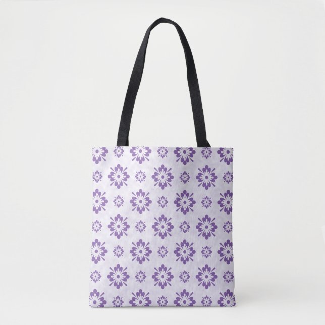 Tote Bag Motif d'art fleuri violet (Devant)