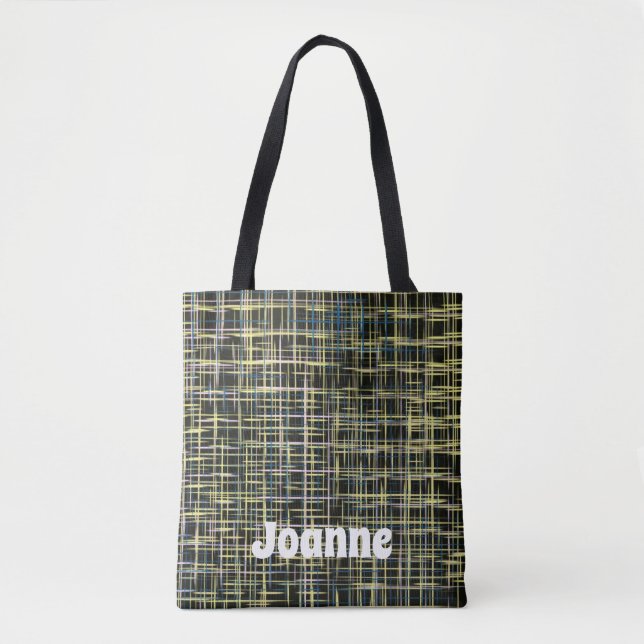Tote Bag Motif d'art Lignes de grille jaune (Devant)