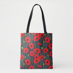 Tote Bag Motif d'art vibrant de coquelicots rouges modernes