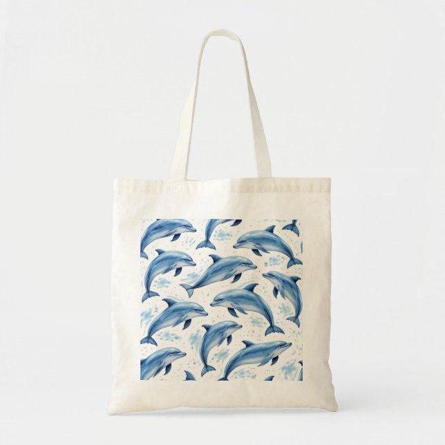 Tote Bag Motif dauphin aquarelle (Devant)