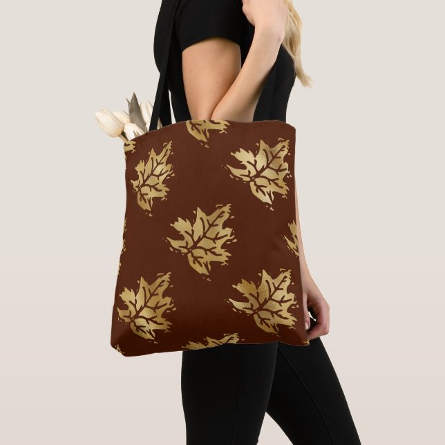 Tote Bag Motif d'automne d'or Fourre-tout (De près)