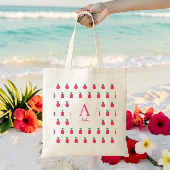 Tote Bag Motif de ananas blanc rose Mignon (Créateur téléchargé)